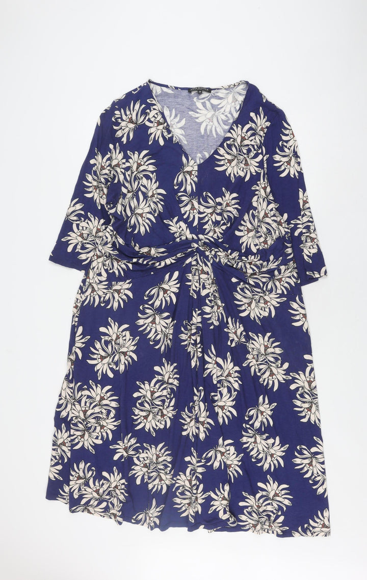 Anya Madsen Women's Blue Floral Shift Dress Size 18