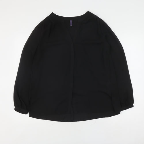NYDJ Women's Black V-Neck Blouse, Size S, Casual Elegance
