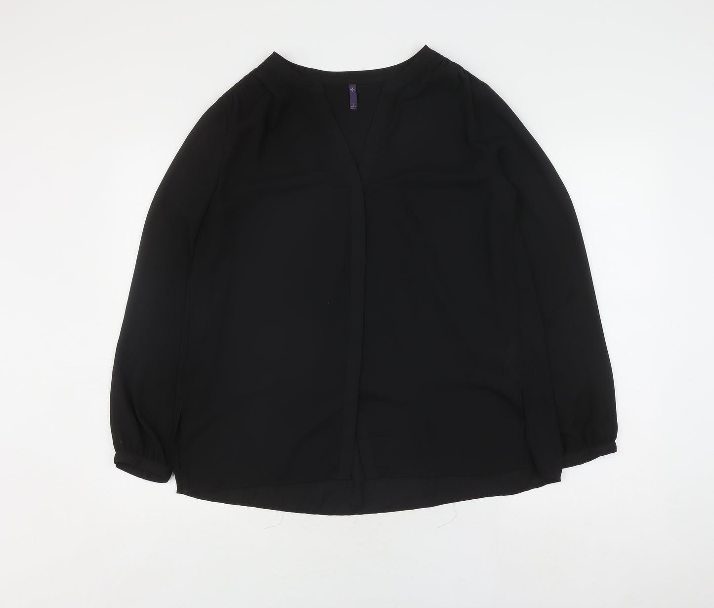 NYDJ Women's Black V-Neck Blouse, Size S, Casual Elegance