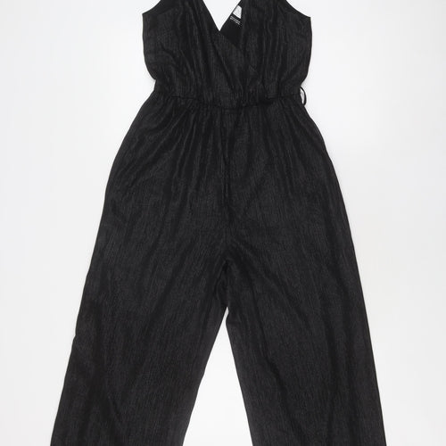 H&M Women Black Jumpsuit Size 10 V-Neck Sleeveless