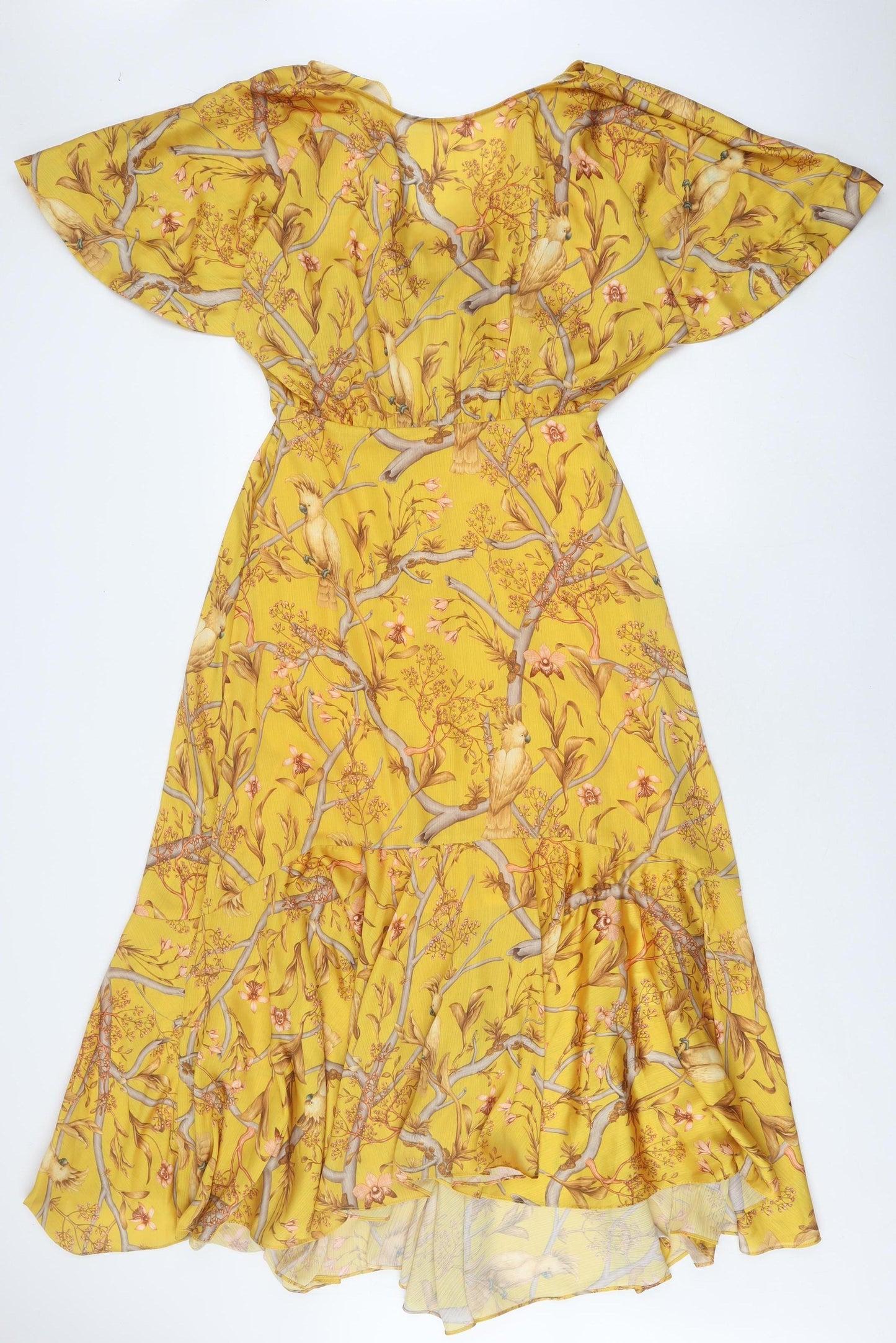 H&M Women's Yellow Floral Wrap Dress Size 12