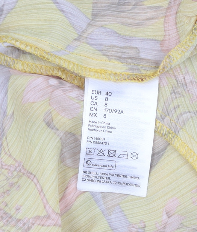 H&M Women's Yellow Floral Wrap Dress Size 12