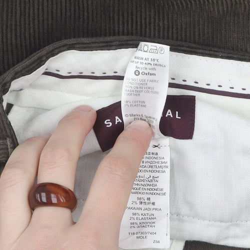 Marks and Spencer Men's Brown Corduroy Dress Pants