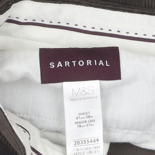 Marks and Spencer Men's Brown Corduroy Dress Pants