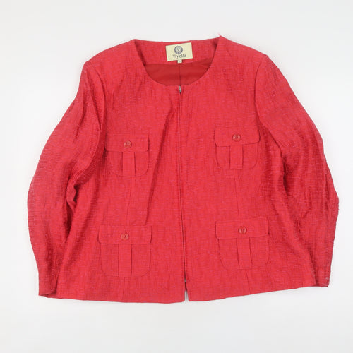 Viyella Women's Red Bouclé Blazer Jacket Size 18