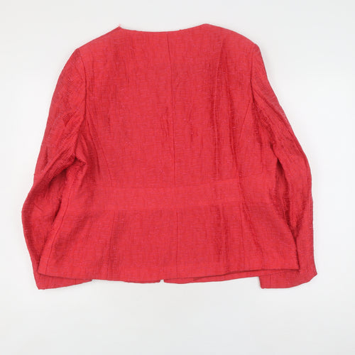 Viyella Women's Red Bouclé Blazer Jacket Size 18