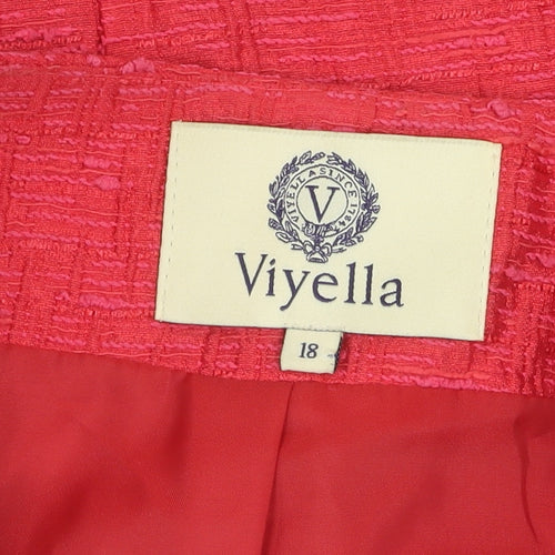 Viyella Women's Red Bouclé Blazer Jacket Size 18