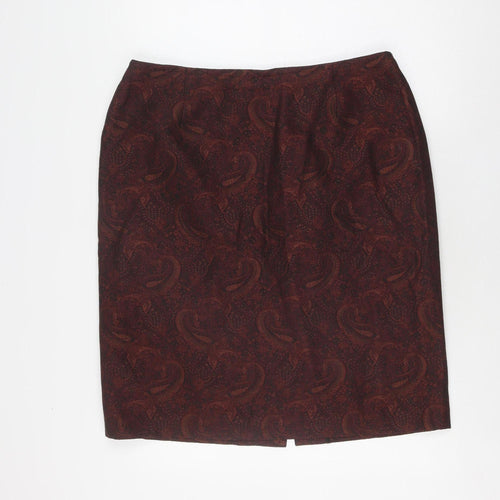 Viyella Women's Brown Paisley Pencil Skirt Size 18