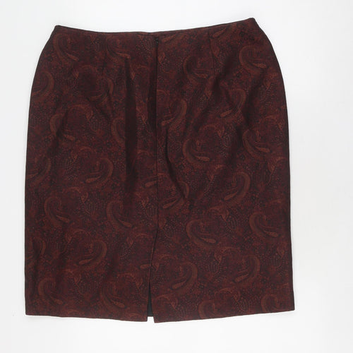 Viyella Women's Brown Paisley Pencil Skirt Size 18