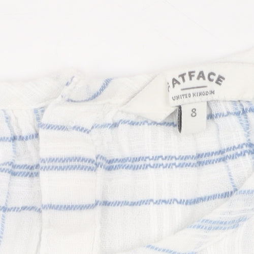 Fatface Women Ivory Check Tunic Blouse Size 8