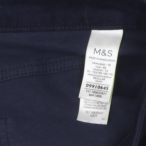 Marks and Spencer Women's Blue Corduroy Jeans Size 18