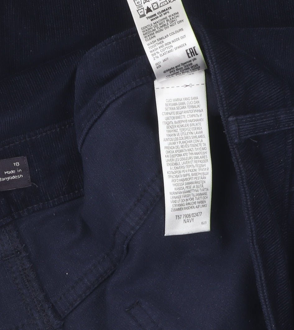 Marks and Spencer Women's Blue Corduroy Jeans Size 18
