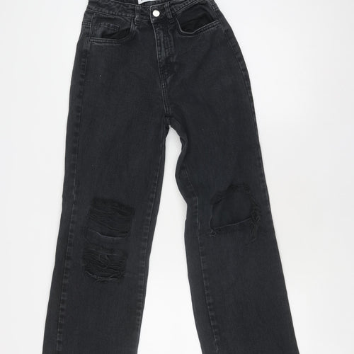 Between Us Women's Black Distressed Straight Jeans