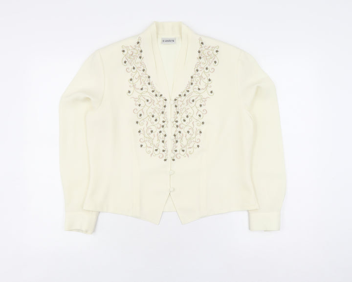 Eastex Women's Ivory Embroidered Tunic Blouse Size 12