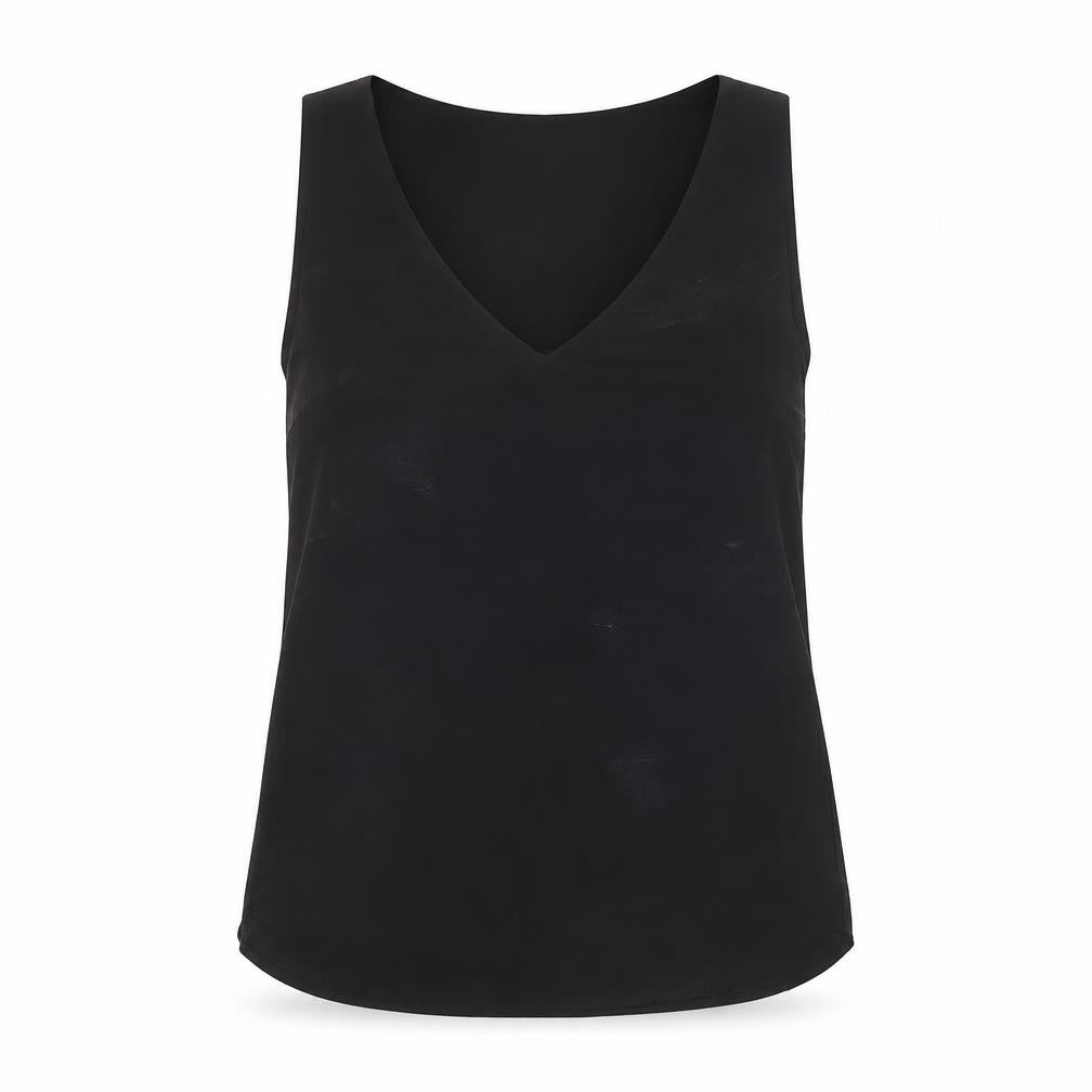 Front view of Oasis Women's Black V-Neck Tank Top -, size 8