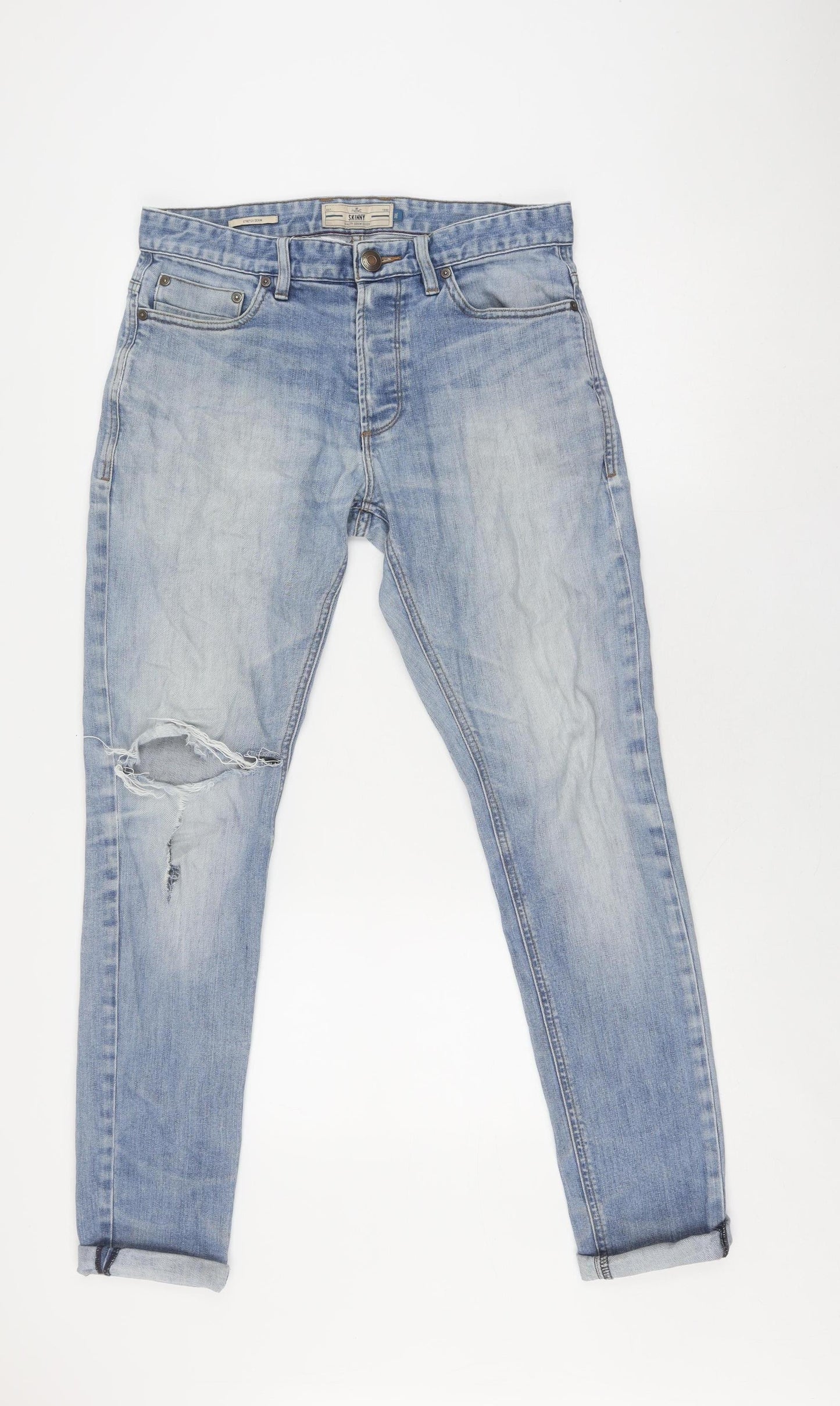 Next Women's Blue Skinny Jeans L Distressed Denim
