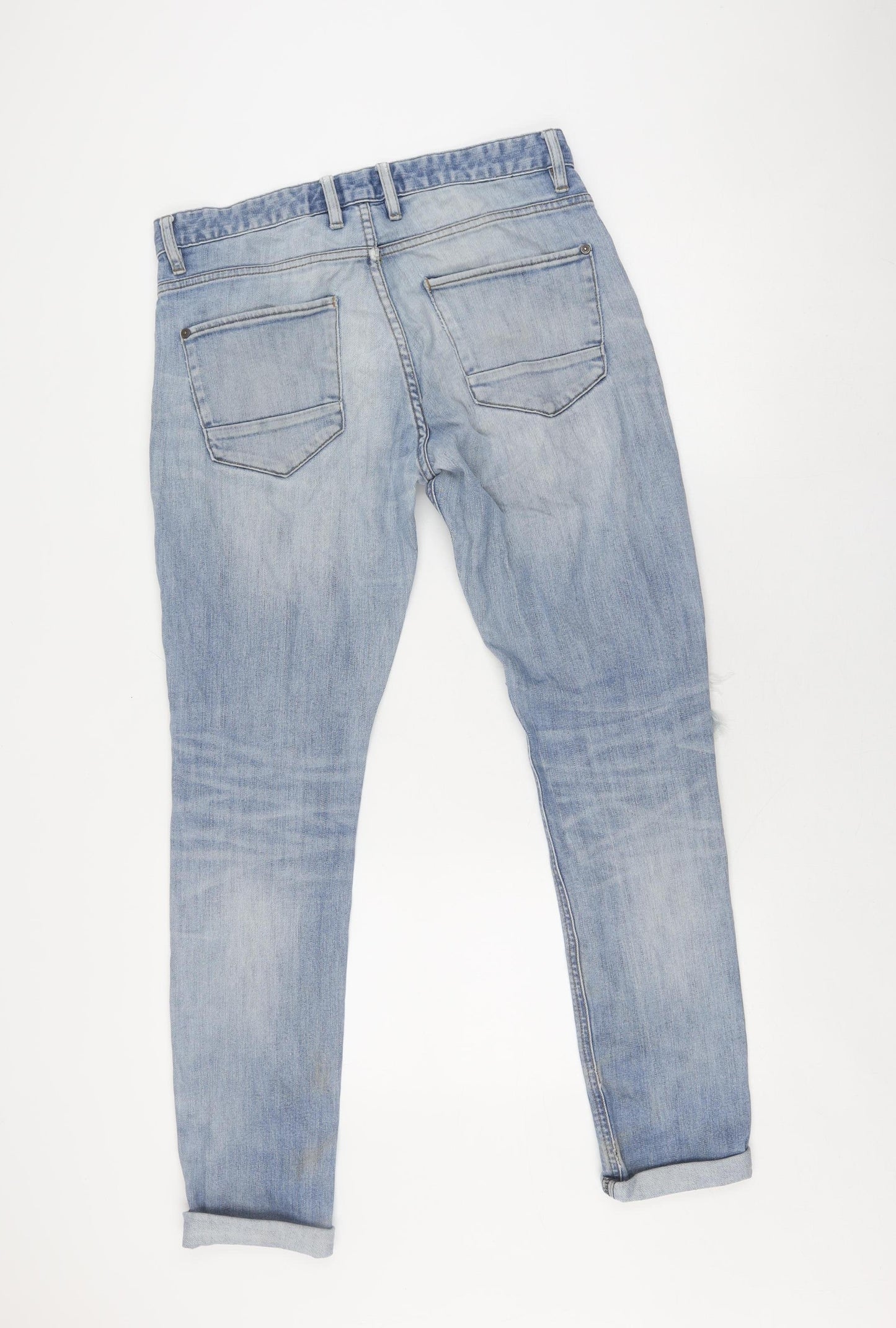 Next Women's Blue Skinny Jeans L Distressed Denim
