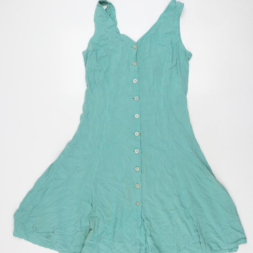 French Connection Women's Green Cotton Dress, M, Sleeveless