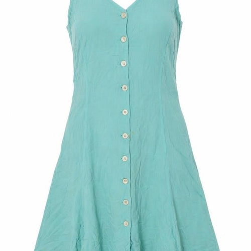 French Connection Women's Green Cotton Dress, M, Sleeveless