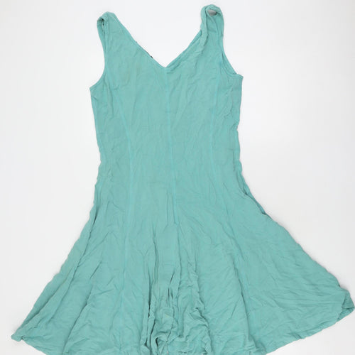 French Connection Women's Green Cotton Dress, M, Sleeveless