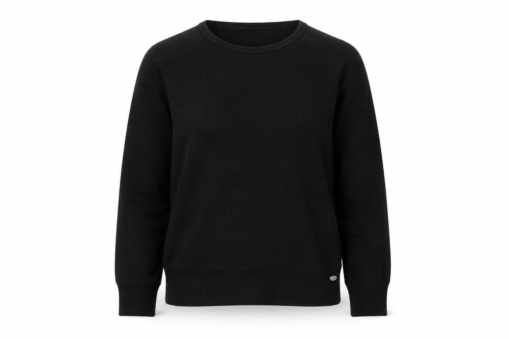 Front view of Saltrock Women's Black Crew Neck jumper, size 8
