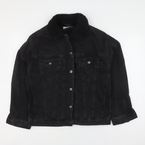 ASOS Women's Black Denim Jacket Size 10 Button Casual
