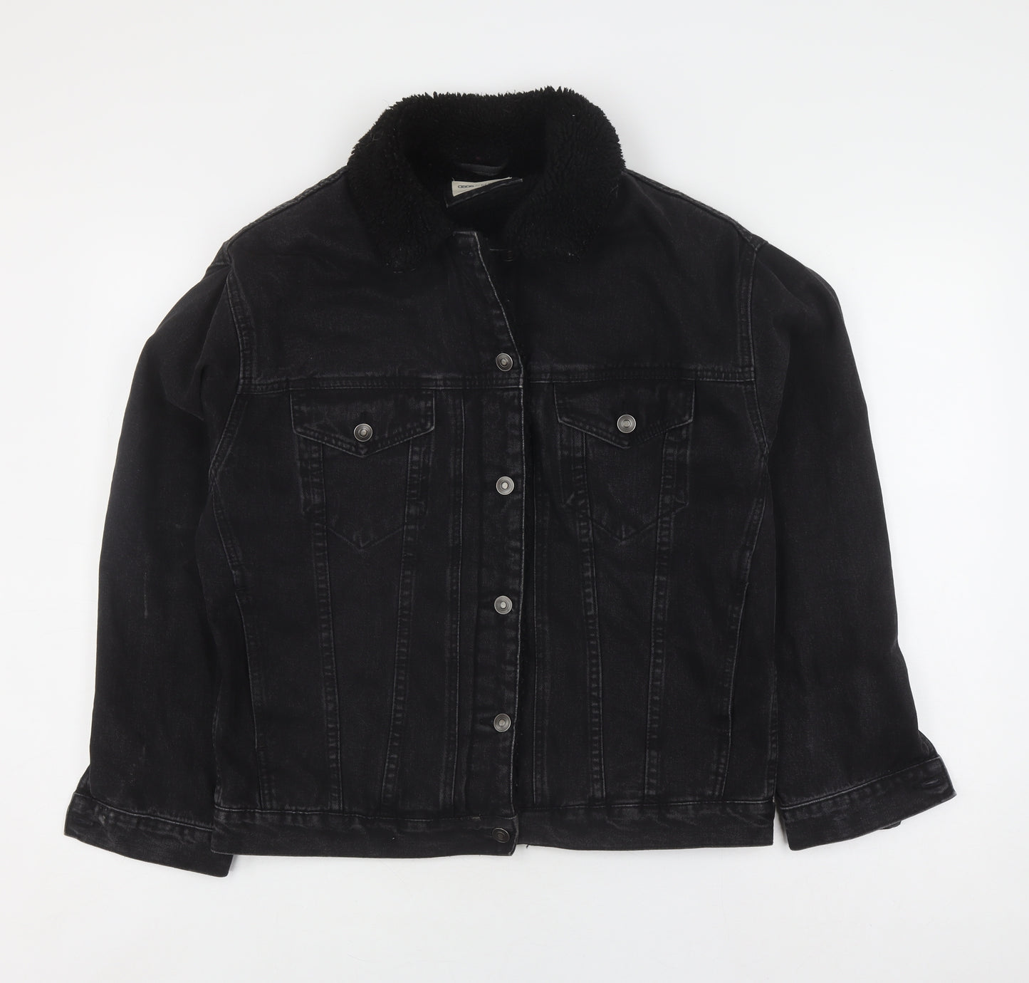ASOS Women's Black Denim Jacket Size 10 Button Casual