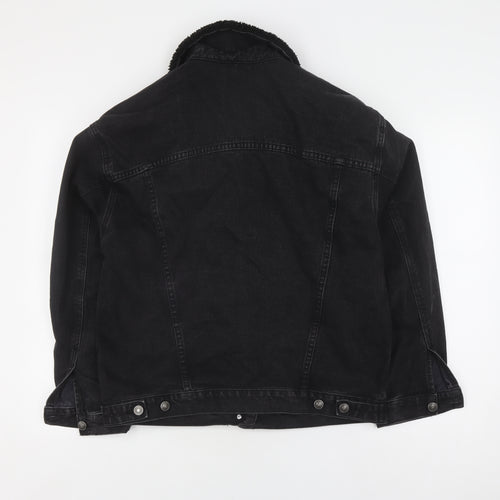 ASOS Women's Black Denim Jacket Size 10 Button Casual