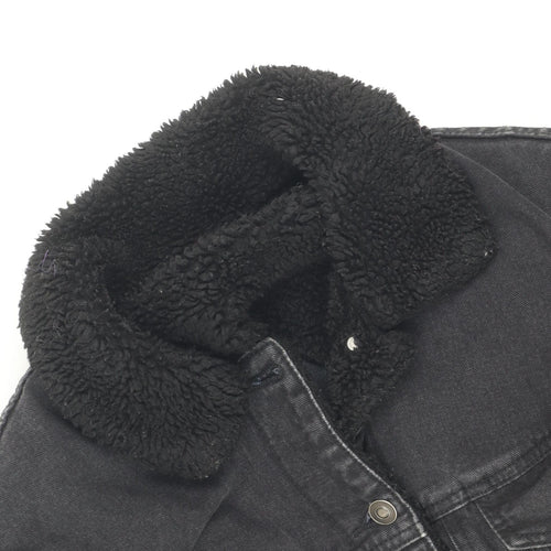 ASOS Women's Black Denim Jacket Size 10 Button Casual