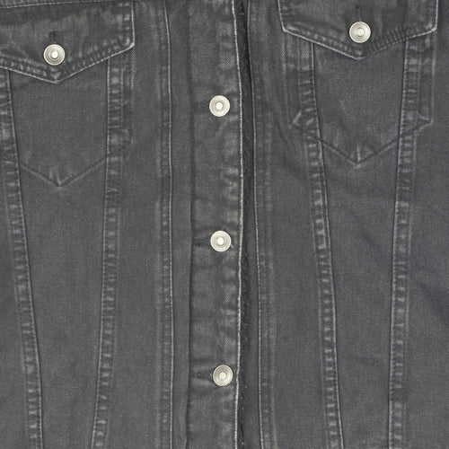 ASOS Women's Black Denim Jacket Size 10 Button Casual