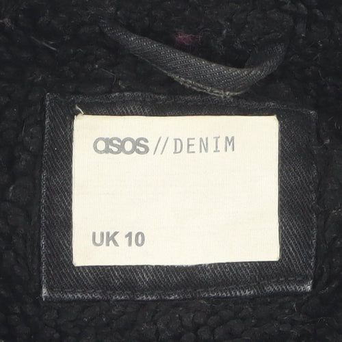ASOS Women's Black Denim Jacket Size 10 Button Casual