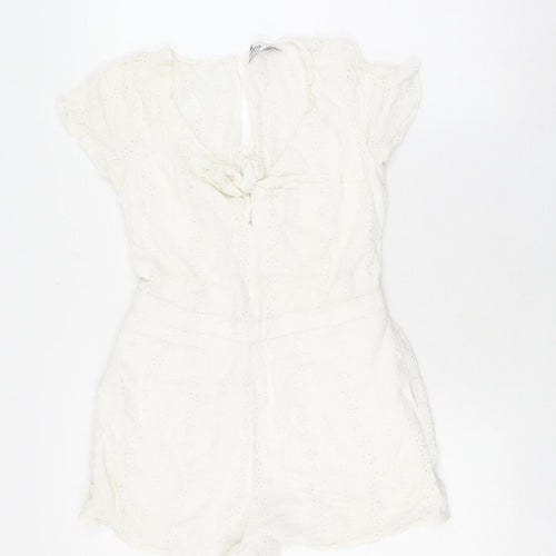 Hollister Women's White Sleeveless Playsuit, M