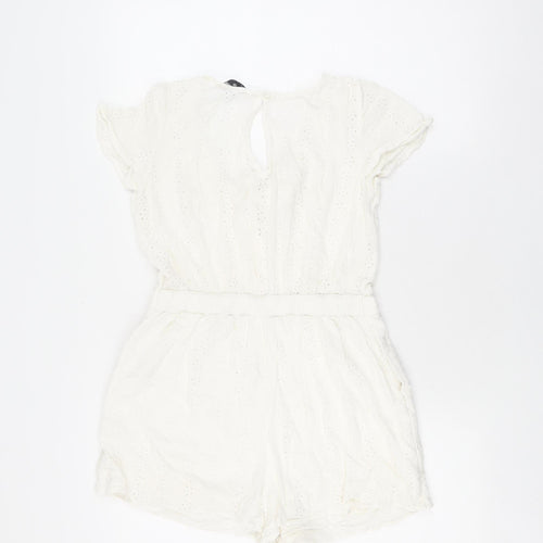 Hollister Women's White Sleeveless Playsuit, M