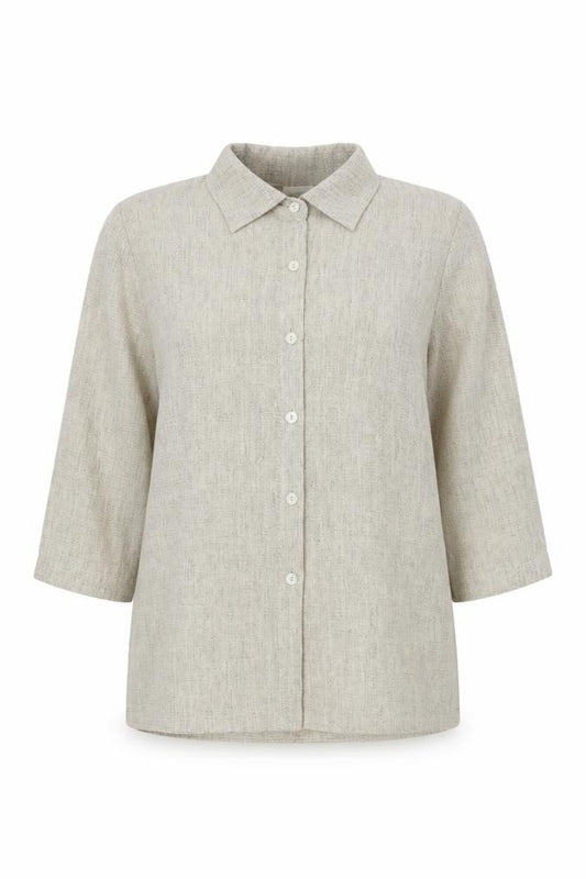 Front view of Eastex Women's Beige Button-Up Shirt UK 14