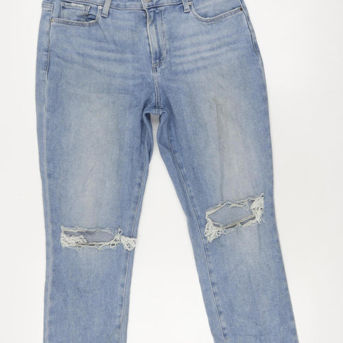 Paige Women's Blue Distressed Boyfriend Jeans, Size 29