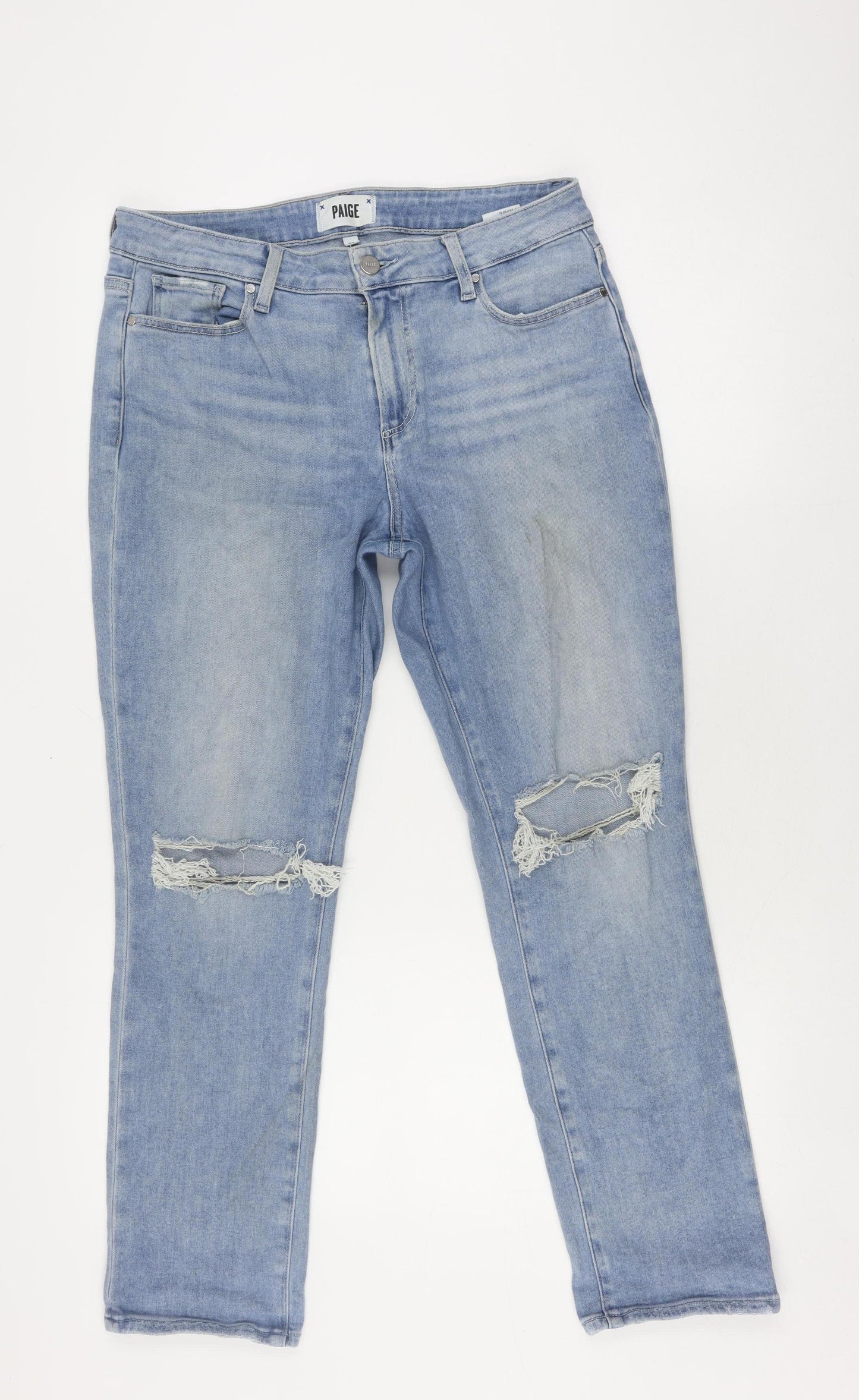 Paige Women's Blue Distressed Boyfriend Jeans, Size 29