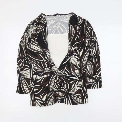 Windsmoor Women's Black Floral V-Neck Top, M