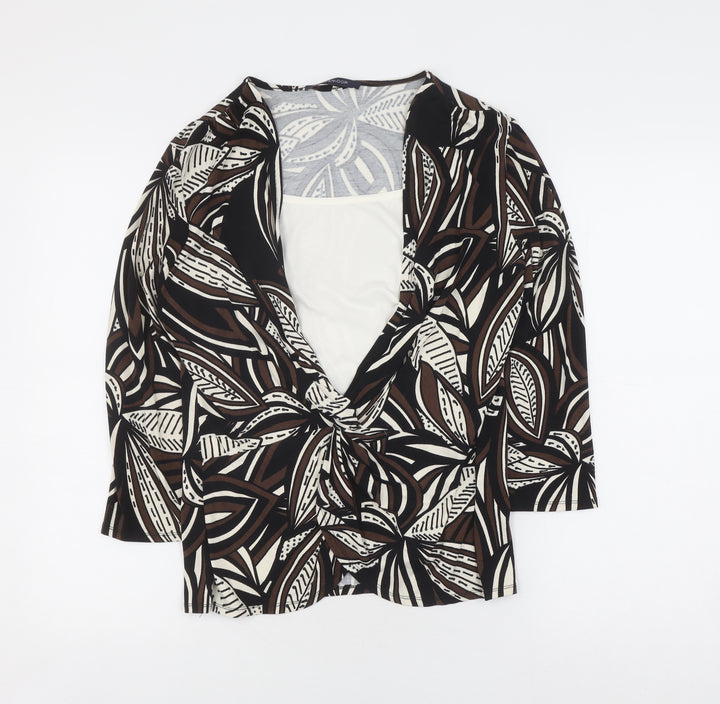 Windsmoor Women's Black Floral V-Neck Top, M