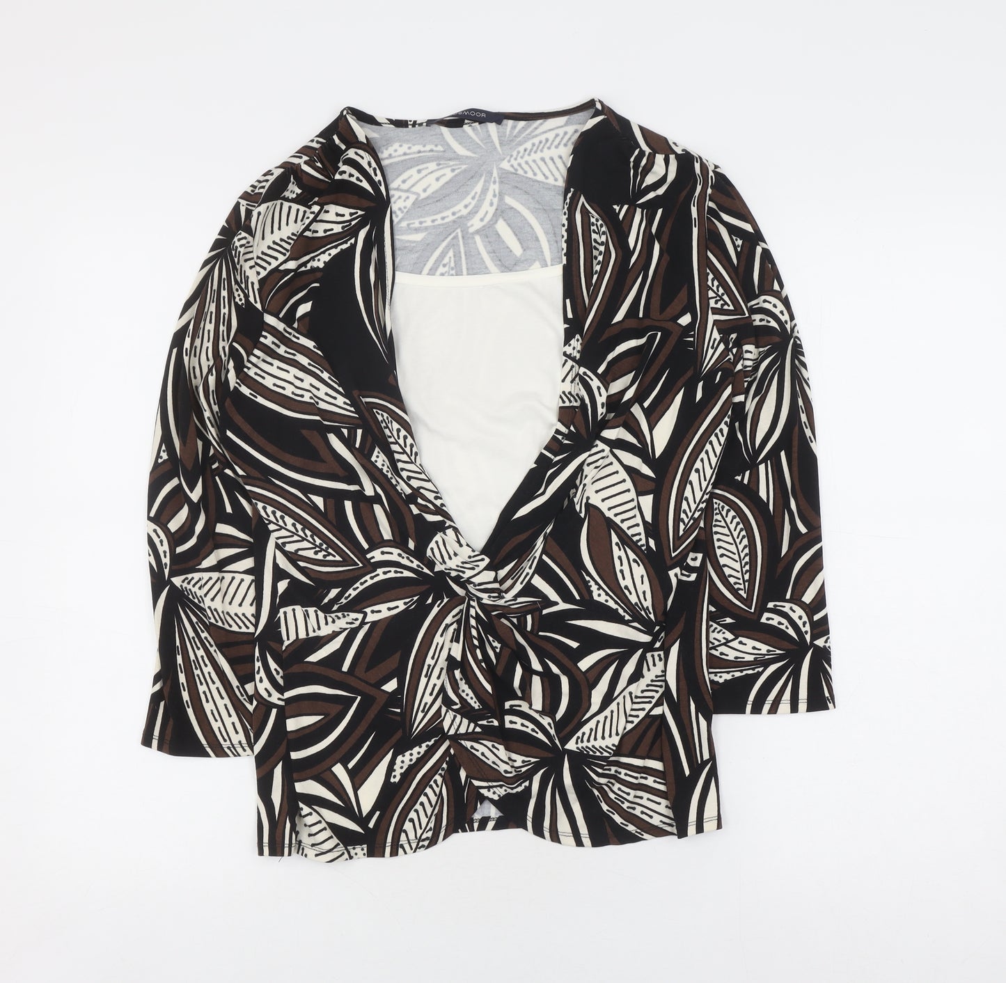 Windsmoor Women's Black Floral V-Neck Top, M