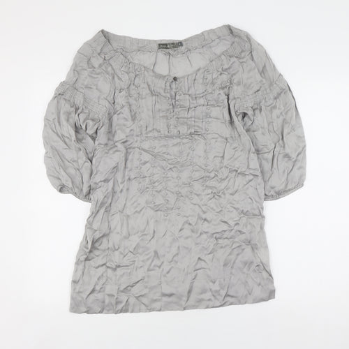 Mint Velvet Women's Grey Balloon Sleeve Top