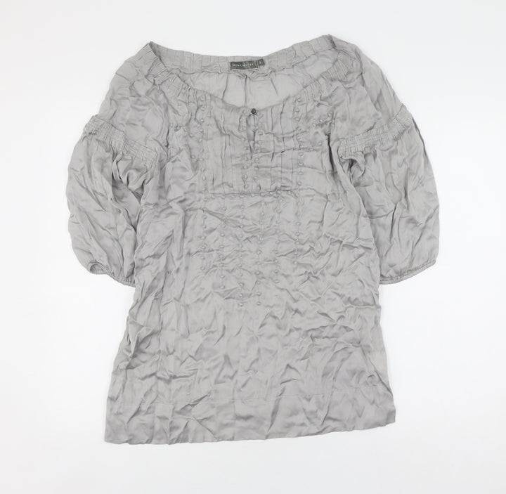 Mint Velvet Women's Grey Balloon Sleeve Top