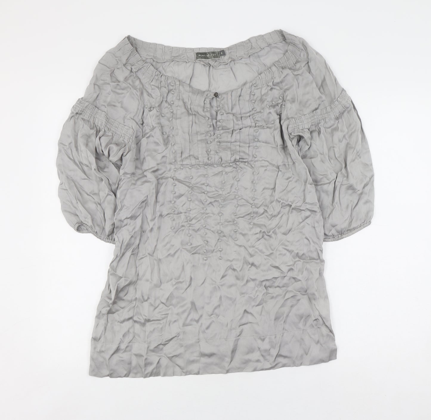 Mint Velvet Women's Grey Balloon Sleeve Top