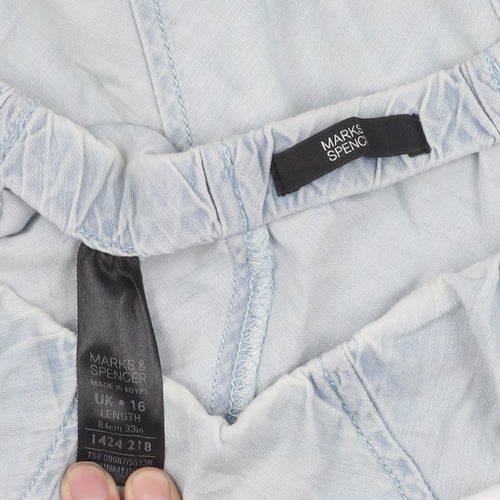 Marks & Spencer Women's Blue Midi A-Line Skirt Size 16