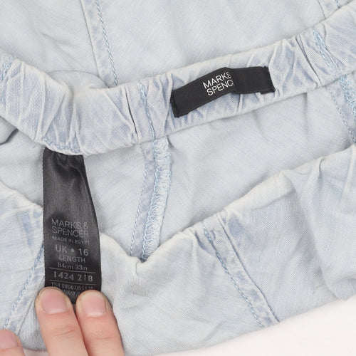 Marks & Spencer Women's Blue Midi A-Line Skirt Size 16