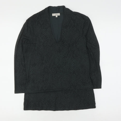 Hobbs Women's Green Tunic Blouse, Size S, V-Neck Animal Print