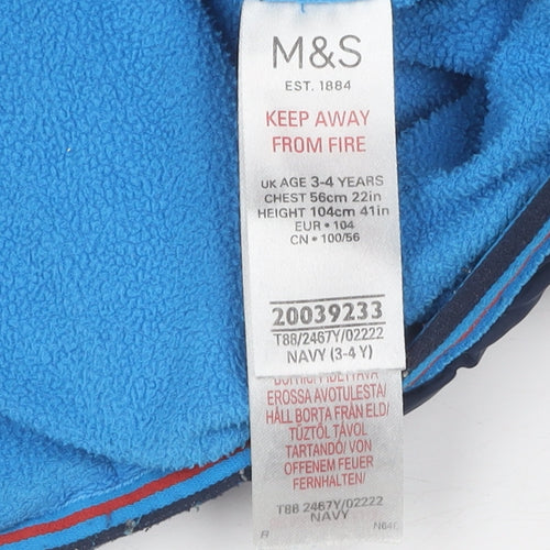 Marks and Spencer Boys Blue Puffer Jacket 3-4 Years Winter