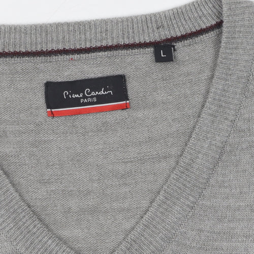 Pierre Cardin Men's Grey V-Neck Pullover Jumper L