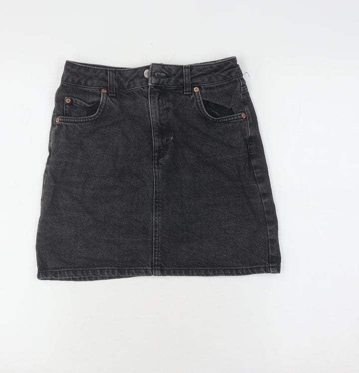 Topshop Women's Black Denim Skirt Size 8 Petites
