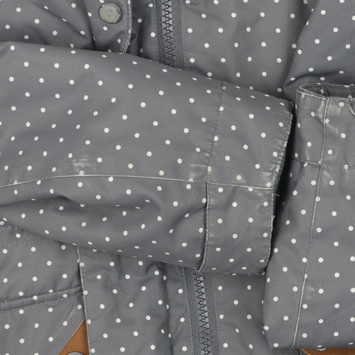 Surfanic Women's Grey Polka Dot Parka Jacket, L, Hooded, Winter