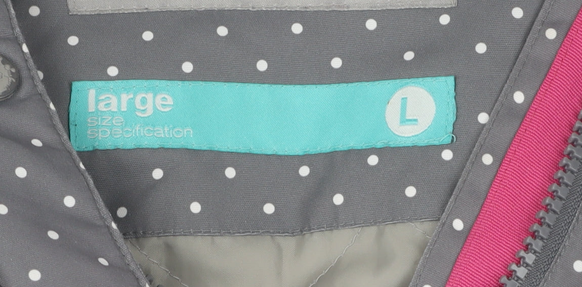 Surfanic Women's Grey Polka Dot Parka Jacket, L, Hooded, Winter